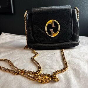 Gucci Black Crossbody Bag with Gold Chain